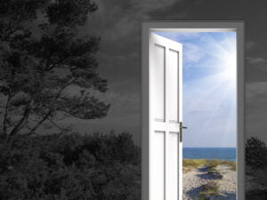 Going from dark to light through a door