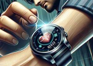 Man wearing smartwatch with heart monitor - digital art