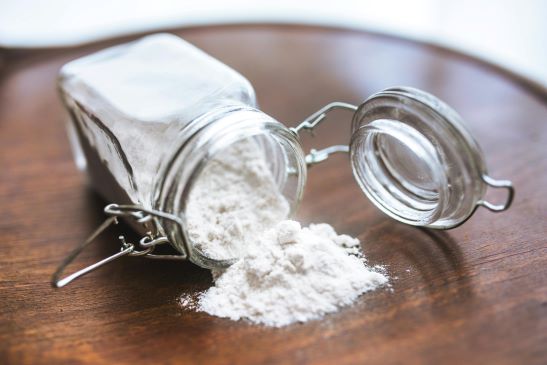 baking soda in glass jar