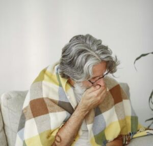 Middle age man with cold