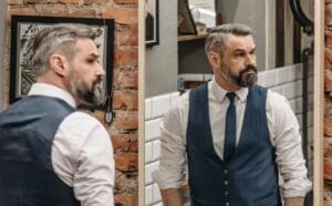 Man looking in mirror