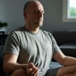 middle age man meditating