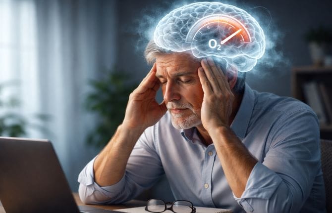 Image of low oxygen levels and its impact on middle age man