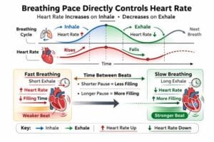 Breathing pattern affects heart rate - control breathing for a strong heart